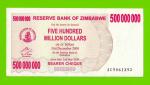 Зимбабве - 500000000 / 500 миллионов долларов - 2008 (AC) - aUNC!!!