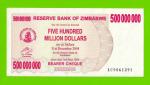 Зимбабве - 500000000 / 500 миллионов долларов - 2008 (AC) - aUNC!!!