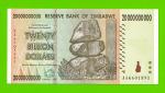 Зимбабве - 20000000000 / 20 миллиардов долларов - 2008 (AA) - aUNC+!!!