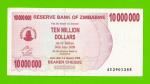 Зимбабве - 10000000 / 10 миллионов долларов - 2008 (AU)