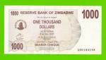 Зимбабве - 1000 долларов - 2006 (AE)