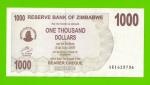 Зимбабве - 1000 долларов - 2006 (AK)