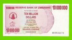 Зимбабве - 10000000 / 10 миллионов долларов - 2008 (AR)