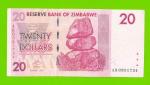 Зимбабве - 20 долларов - 2007 (AB)