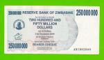 Зимбабве - 250000000 / 250 миллионов долларов - 2008 (AB)