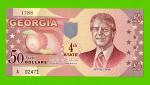 США - 50 долларов штата Джорджия - 2014 (сувенирные, пластик) - UNC!!!