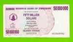 Зимбабве - 50000000 / 50 миллионов долларов - 2008 (AE)