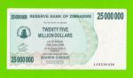 Зимбабве - 25000000 / 25 миллионов долларов - 2008 (AA)
