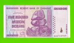Зимбабве - 500000000 / 500 миллионов долларов - 2008 (AA)