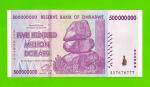 Зимбабве - 500000000 / 500 миллионов долларов - 2008 (AA)