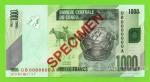 Конго - 1000 франков - 2013 - SPECIMEN - ОБРАЗЕЦ - UNC!!!