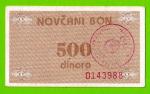 Босния и Герцеговина (Novi Travnik) - 500 динаров - 1992 - XF!!!