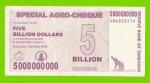 Зимбабве - 5000000000 / 5 миллиардов долларов - 2008 (AB)