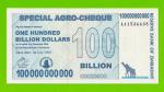 Зимбабве - 100000000000 / 100 миллиардов долларов - 2008 (AA) - UNC-!!!