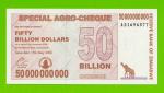 Зимбабве - 50000000000 / 50 миллиардов долларов - 2008 (AD) - UNC!!!