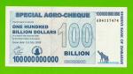 Зимбабве - 100000000000 / 100 миллиардов долларов - 2008 (AB) - UNC!!!