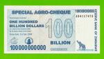 Зимбабве - 100000000000 / 100 миллиардов долларов - 2008 (AB) - UNC!!!