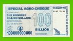 Зимбабве - 100000000000 / 100 миллиардов долларов - 2008 (AB) - UNC!!!