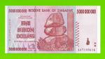 Зимбабве - 5000000000 / 5 миллиардов долларов - 2008 (AA) - UNC!!!
