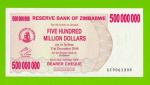 Зимбабве - 500000000 / 500 миллионов долларов - 2008 (AC) - aUNC!!!